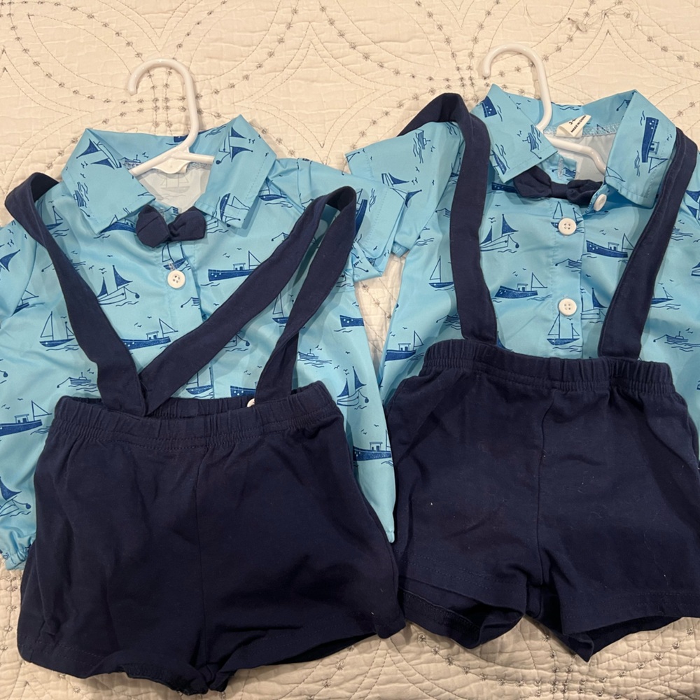 SHEIN Blue and Navy Kids Matching Set